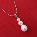 Triple Pearl Pendant - White Pearl Jewelry