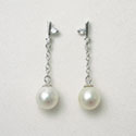 White Pearl Bridal Dangle Earrings