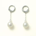 White Pearl Bridal Dangle Earrings
