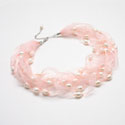 Pink Ribbon and Pearl Necklace