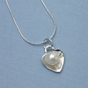 Sterling Silver Heart and White Pearl Necklace