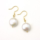 Coin Pearl Earrings - White Pearl Jewelry